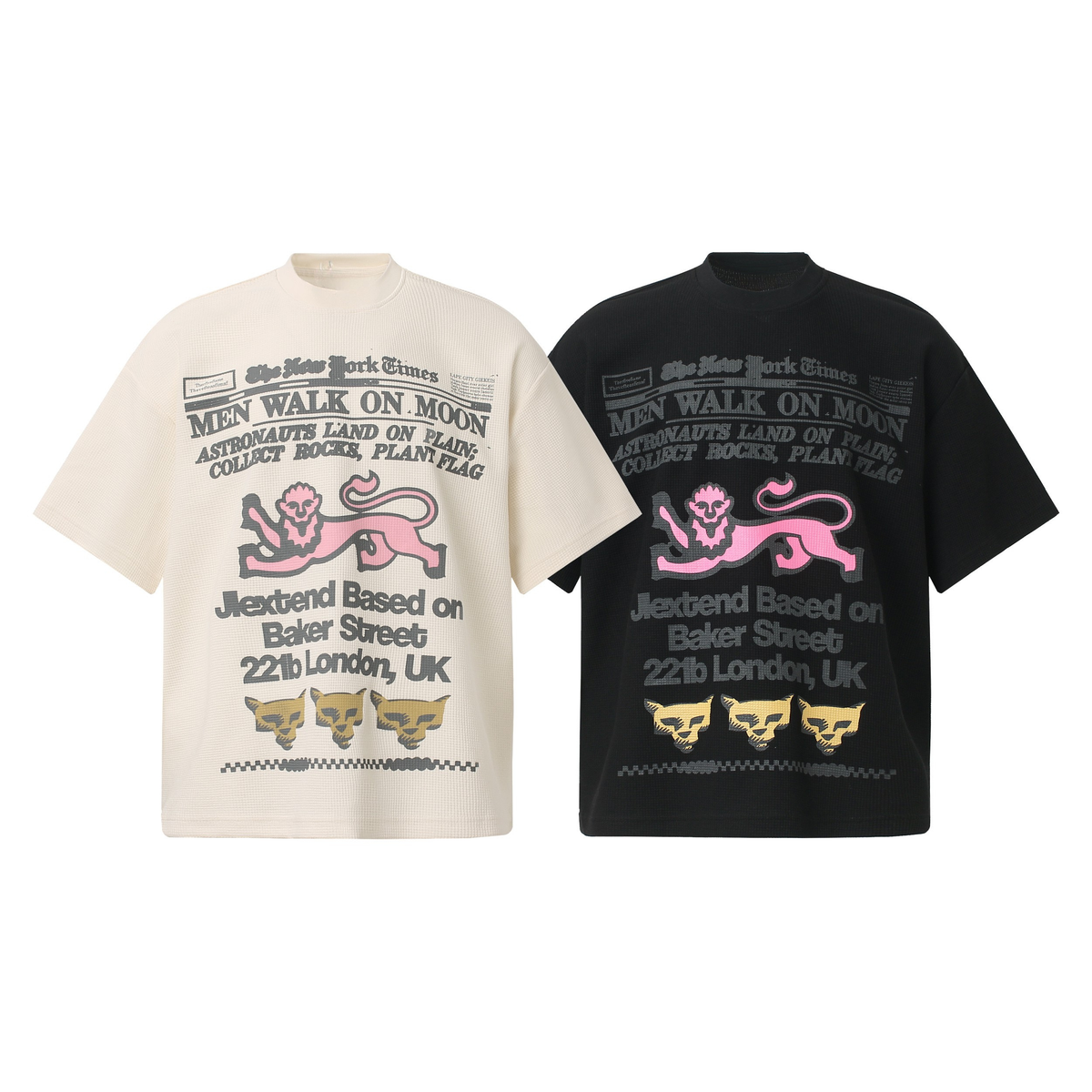 Madxmarx Vintage Newspaper Graphic Waffle Tee