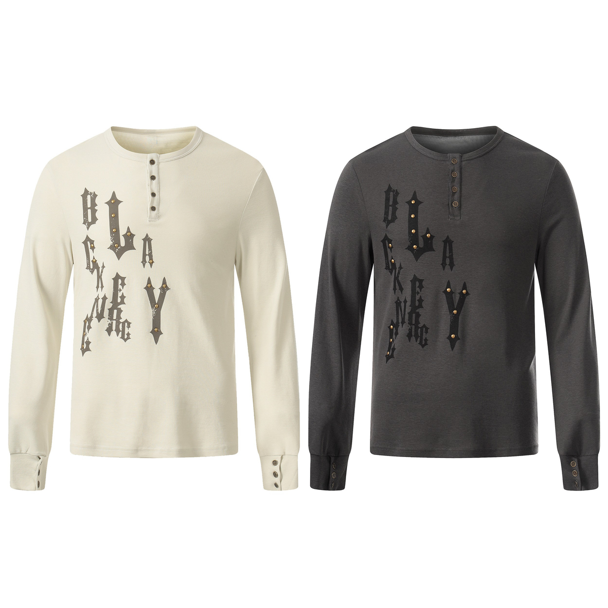 Madxmarx Graphic Long Sleeve Henley Tee