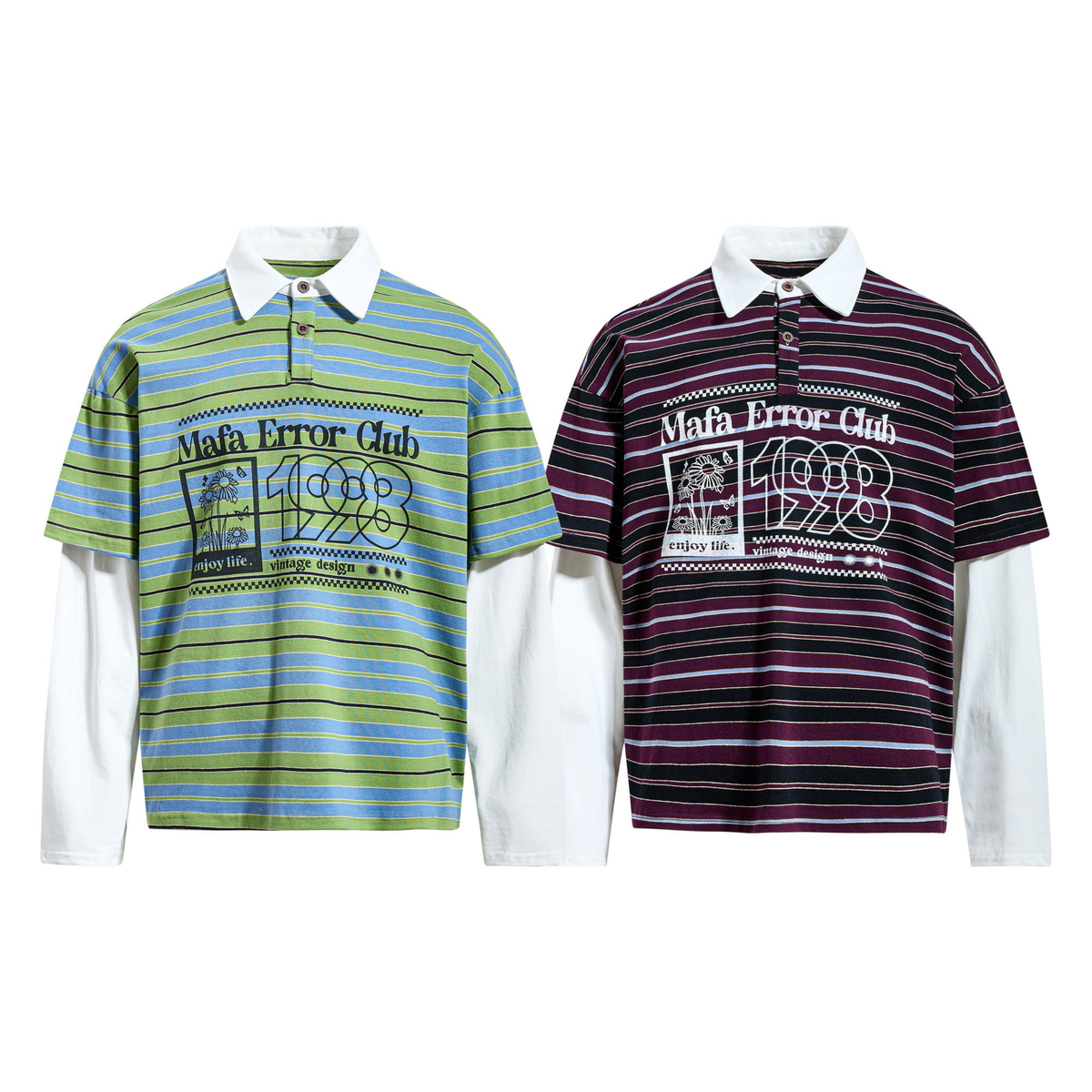 Madxmarx Striped Graphic Layered Polo