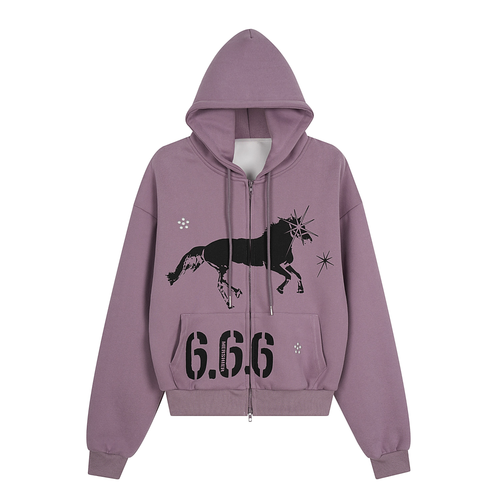 Madxmarx Graphic Zip Hoodie - M / Purple
