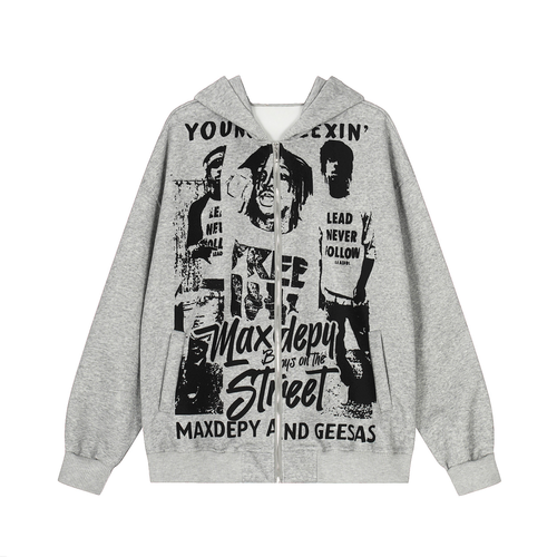 Sudadera con capucha y cremallera Madxmarx Street Manifesto Graphic - M / Gris
