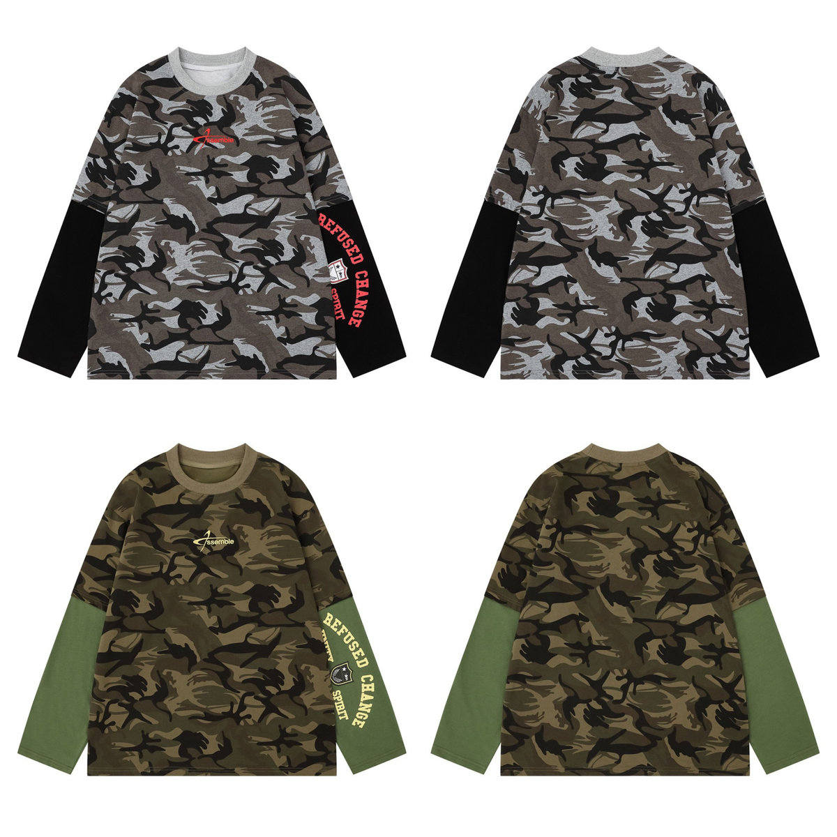 Madxmarx Layered Camo Long Sleeve Tee