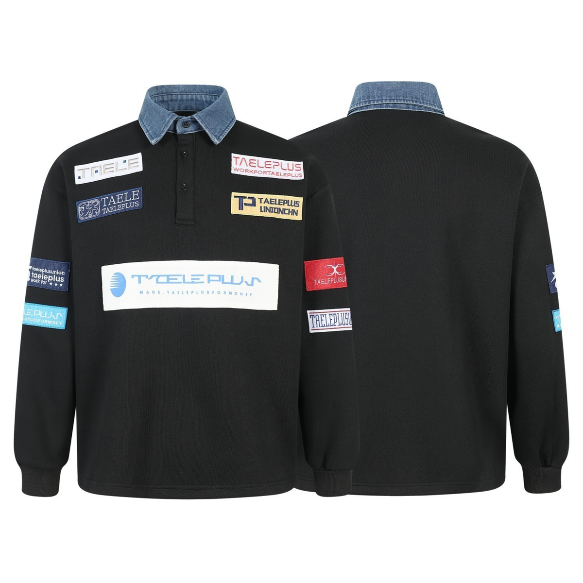 Sudadera tipo polo de patchwork Madxmarx