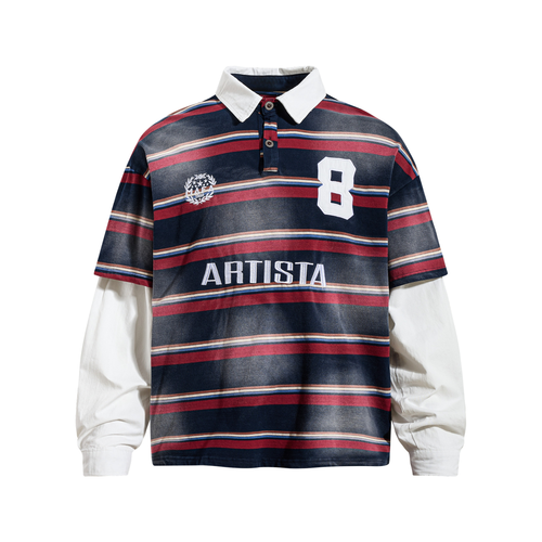 Polo de manga larga con rayas superpuestas Madxmarx - M / Negro