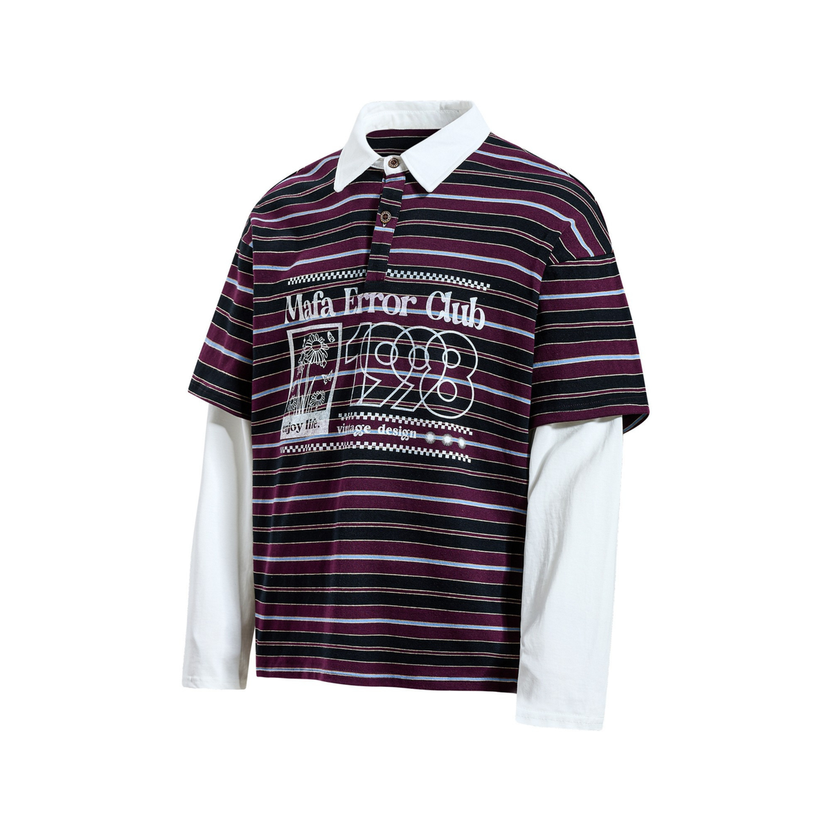 Madxmarx Striped Graphic Layered Polo