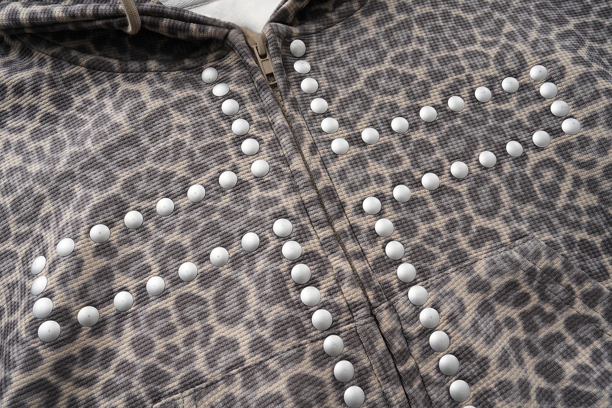 Madxmarx Studded Cross Cropped Zip Hoodie