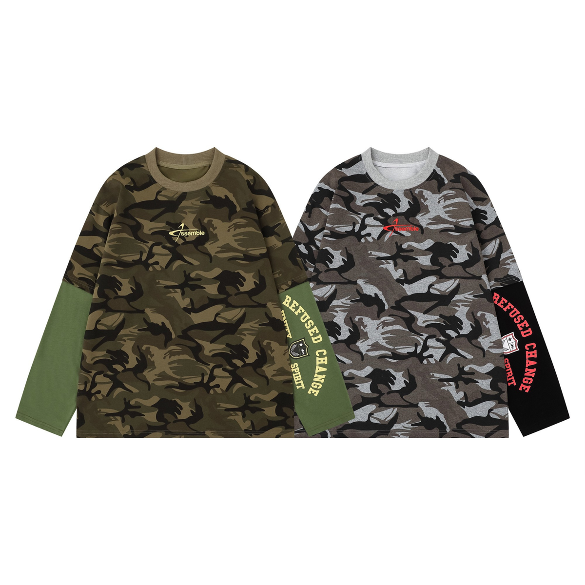 Madxmarx Layered Camo Long Sleeve Tee