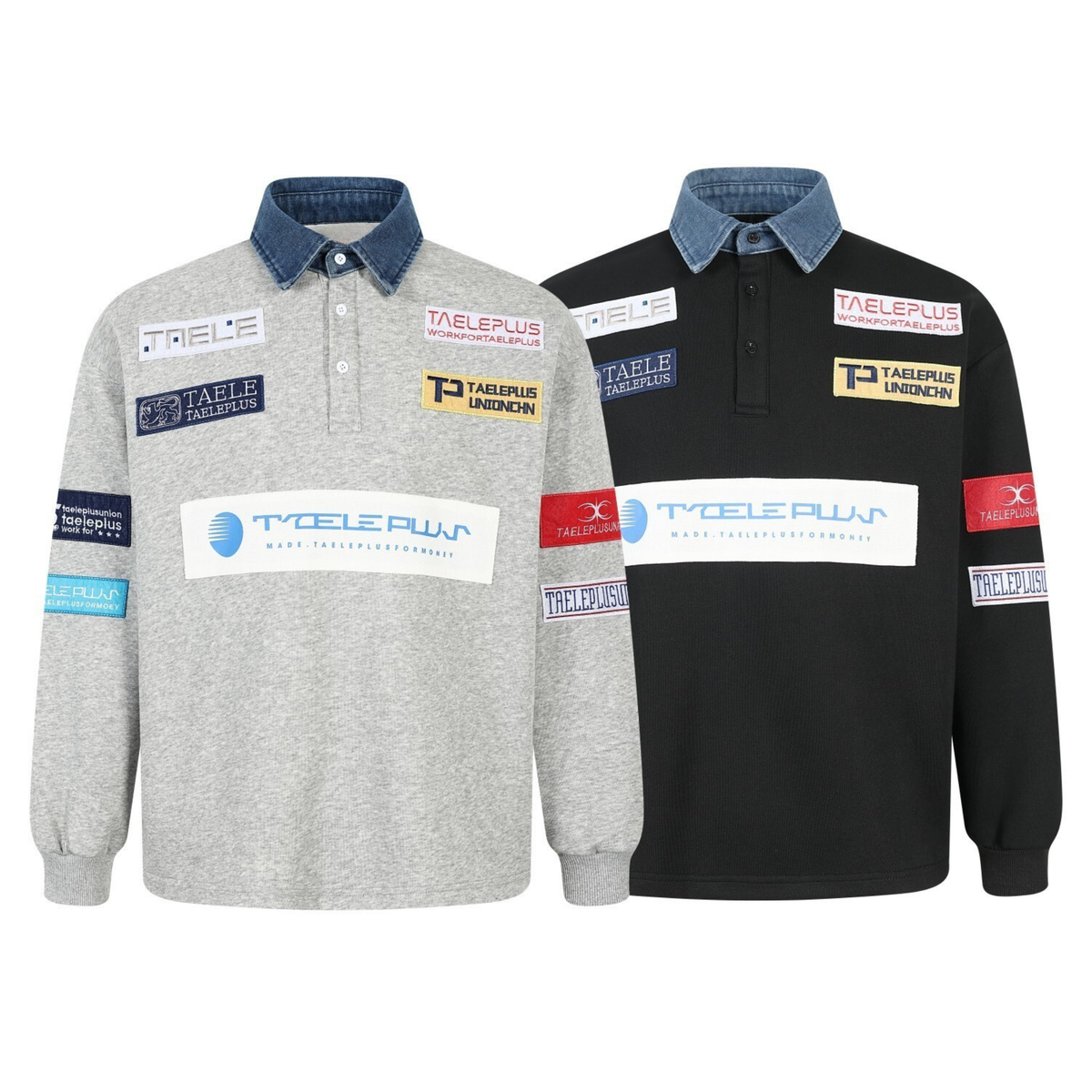 Sudadera tipo polo de patchwork Madxmarx