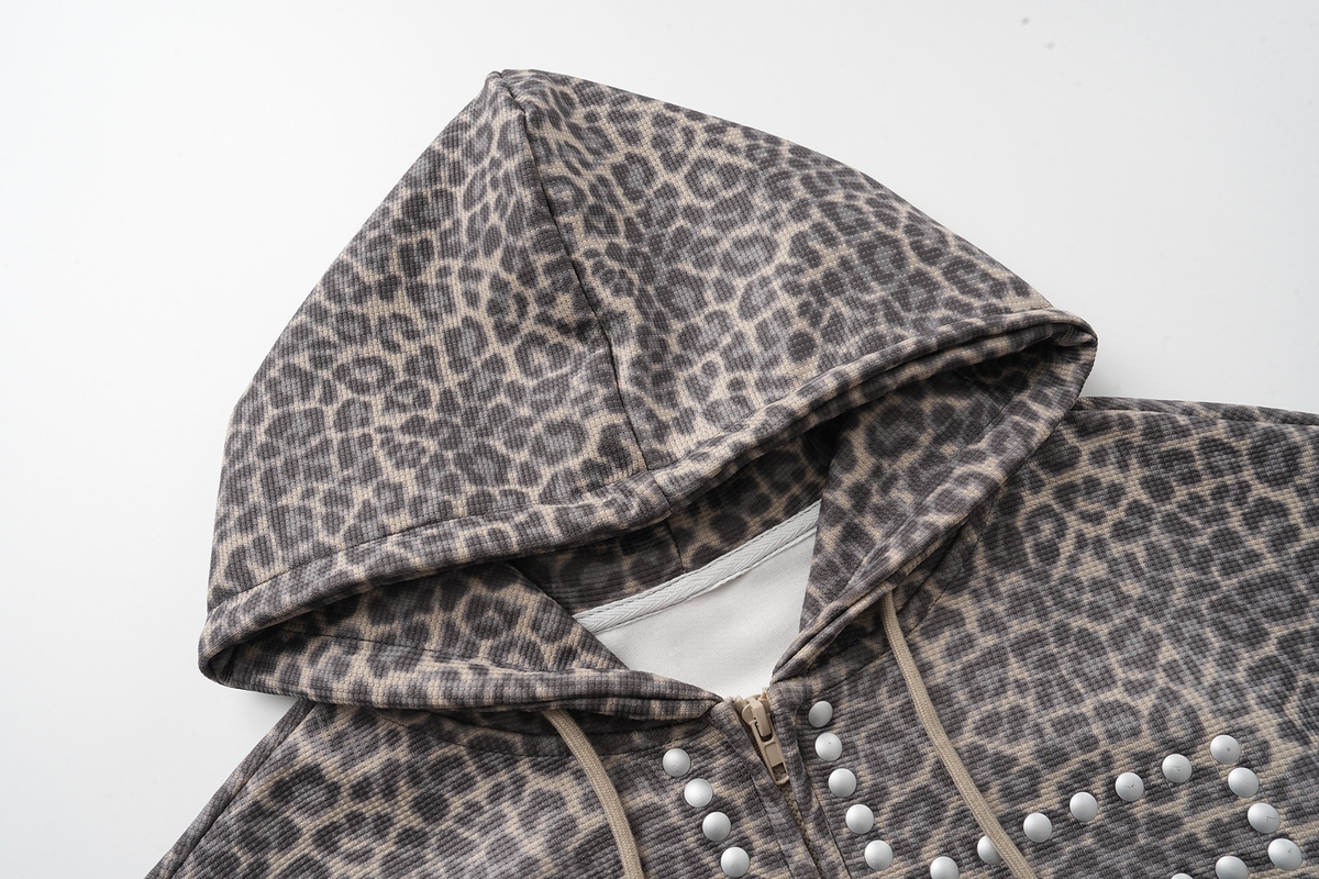 Madxmarx Studded Cross Cropped Zip Hoodie