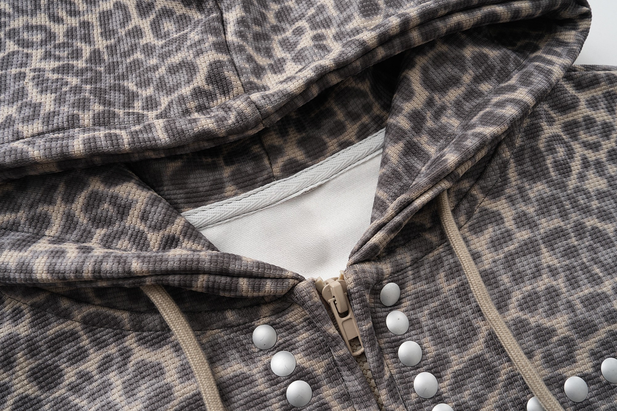 Madxmarx Studded Cross Cropped Zip Hoodie