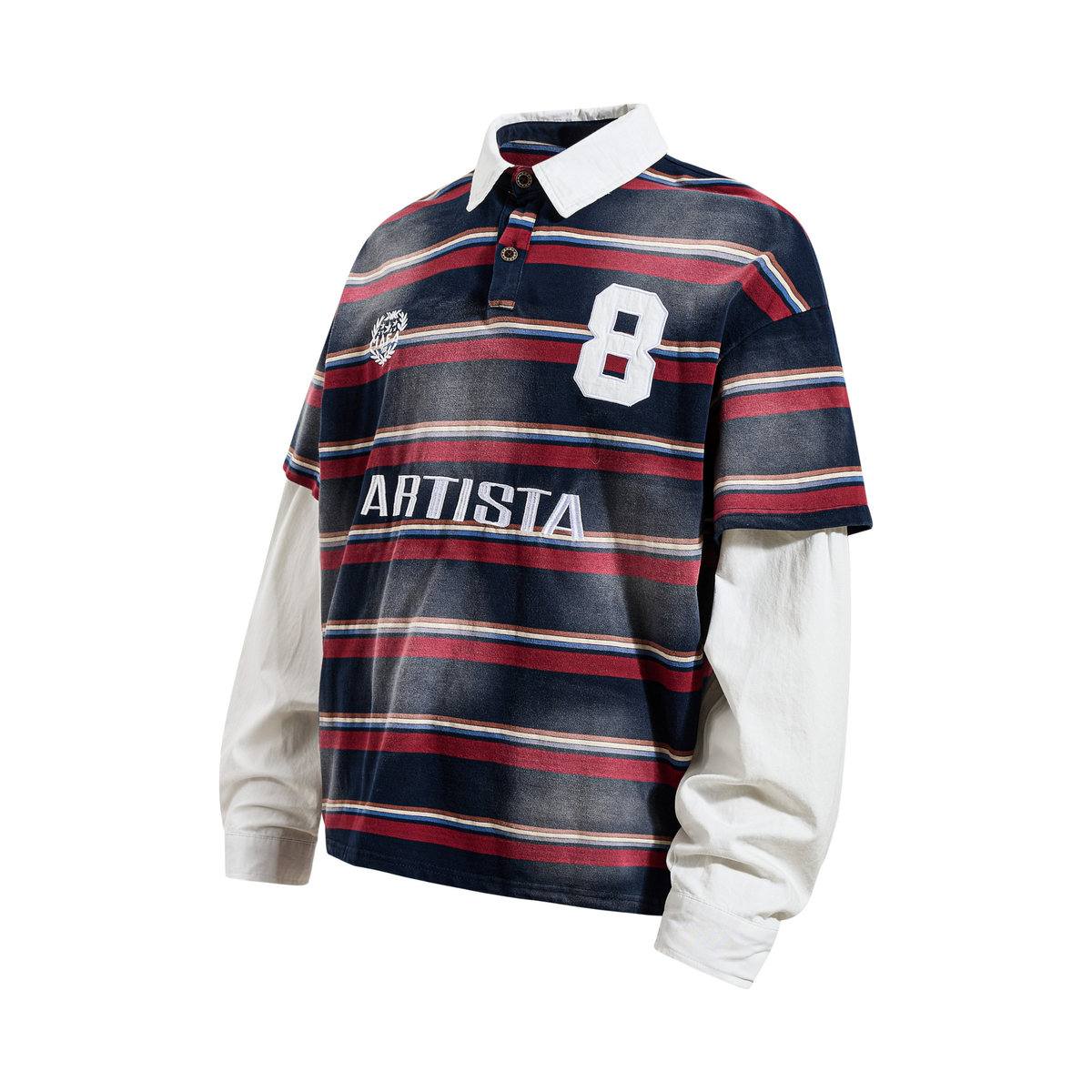 Madxmarx Layered Stripe Polo Long-Sleeve