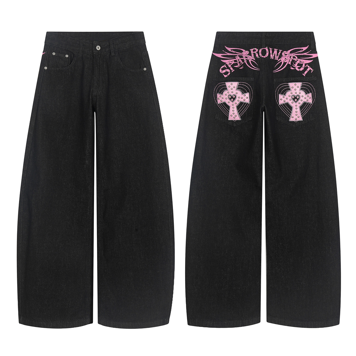 Jeans de pierna ancha con gráfico de bolsillo cruzado Madxmarx