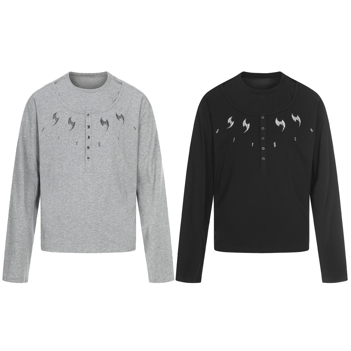 Madxmarx Graphic Henley Long Sleeve Tee