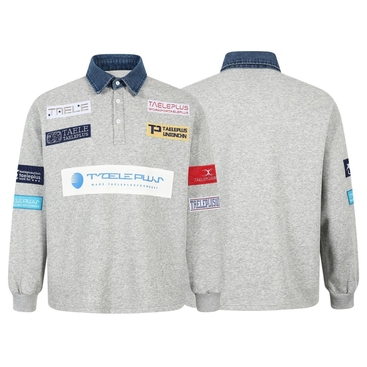 Sudadera tipo polo de patchwork Madxmarx