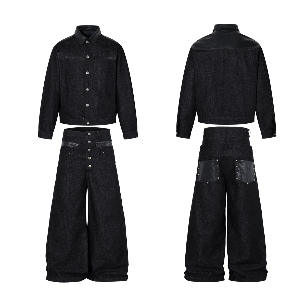 Pantalon en jean à jambe large et fermeture à boutons Madxmarx