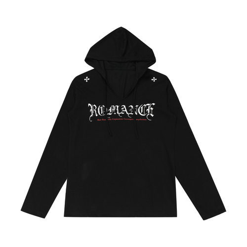 Madxmarx Gothic Logo Hooded Long Sleeve - S / Black