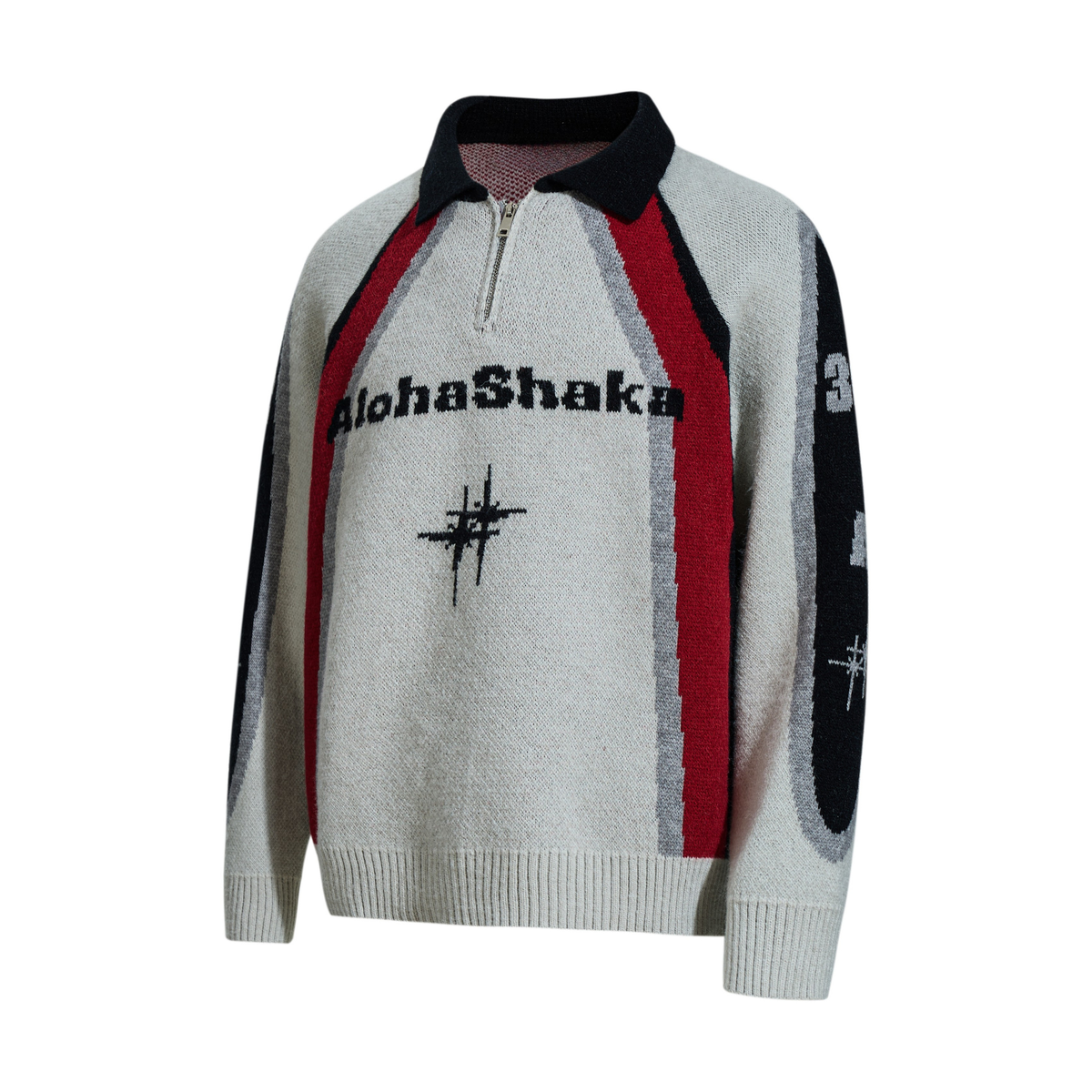 Madxmarx Retro Colorblock Zip-Collar Sweater