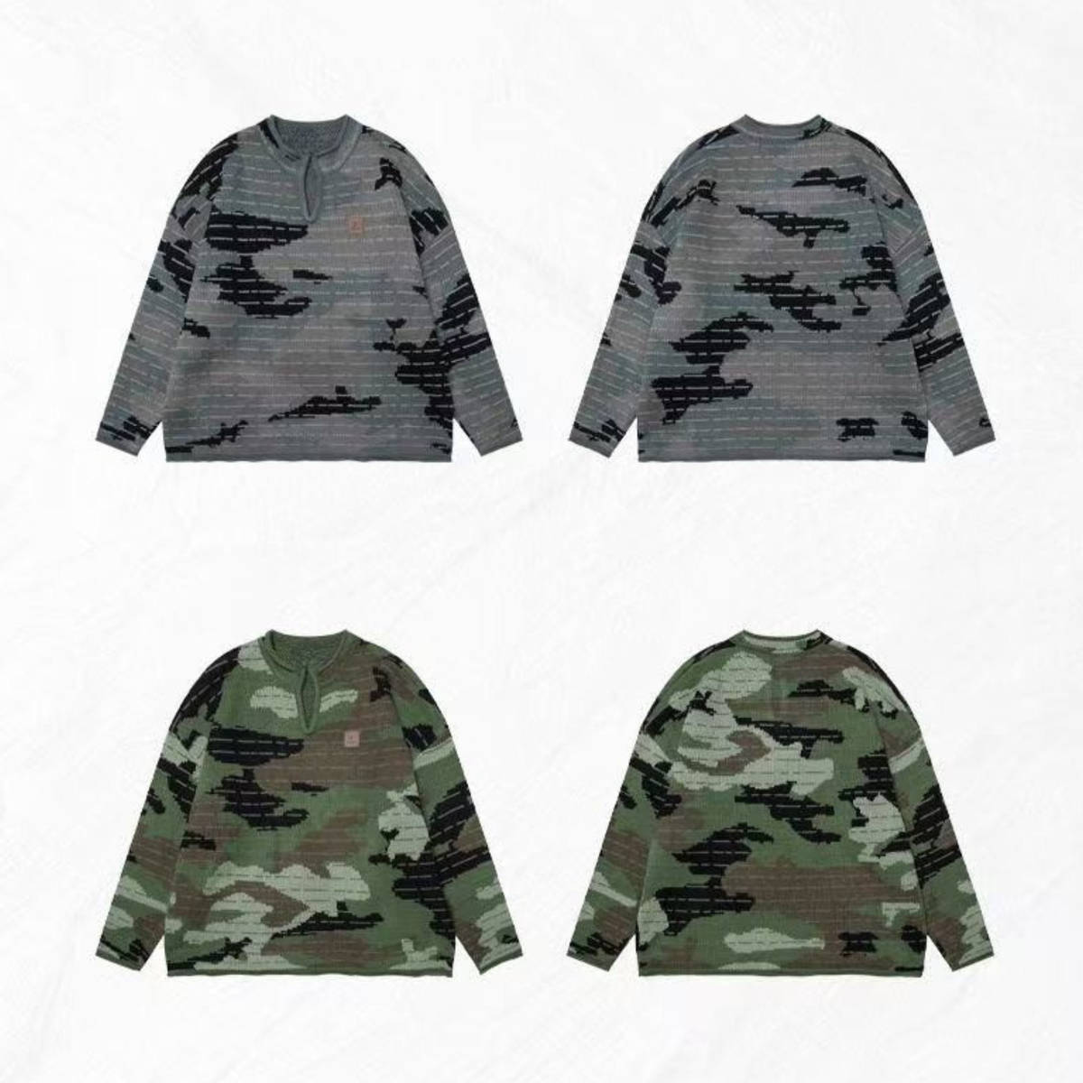 Madxmarx Tactical Camo V-Neck Knit Pullover