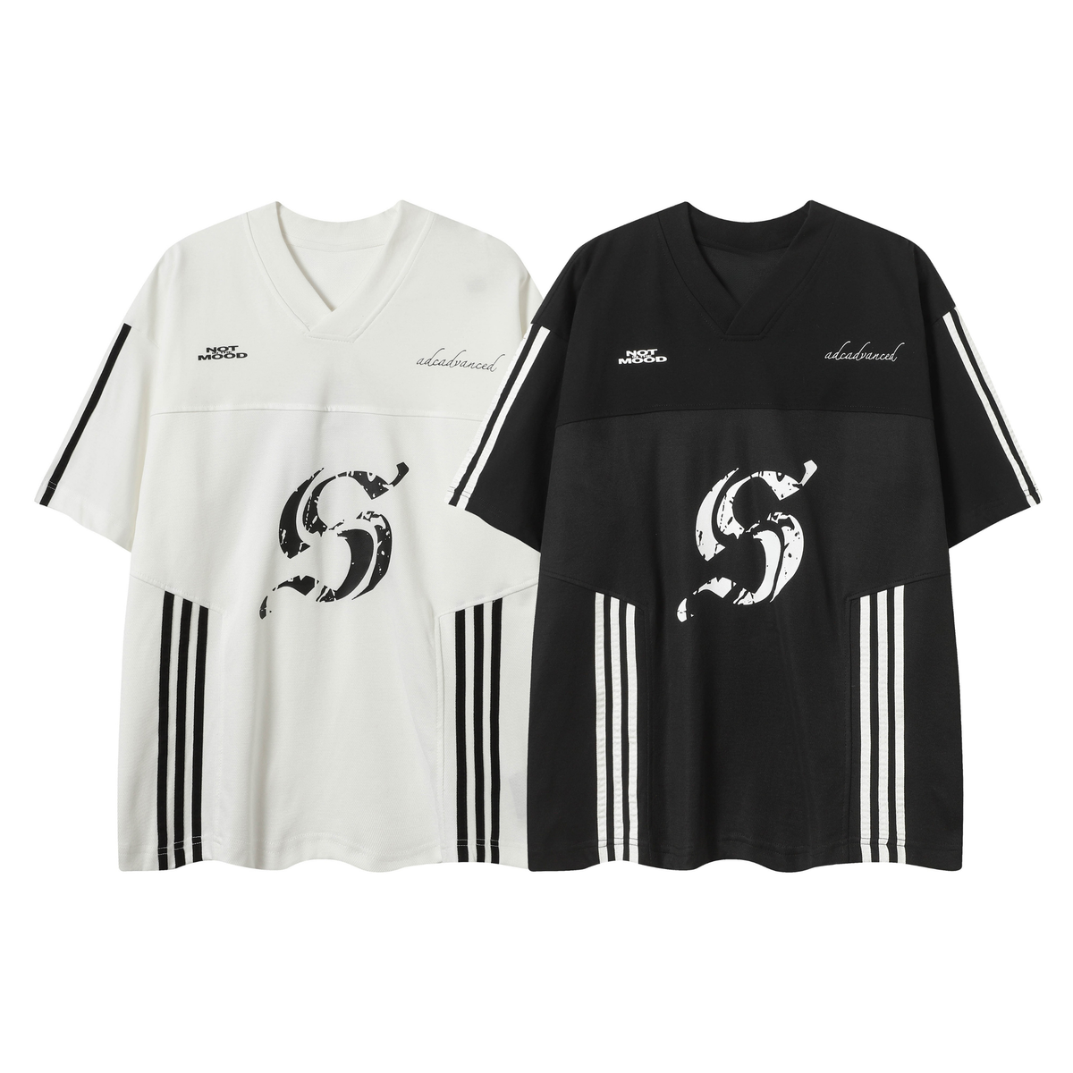 Madxmarx Split Stripe V-Neck Street Tee