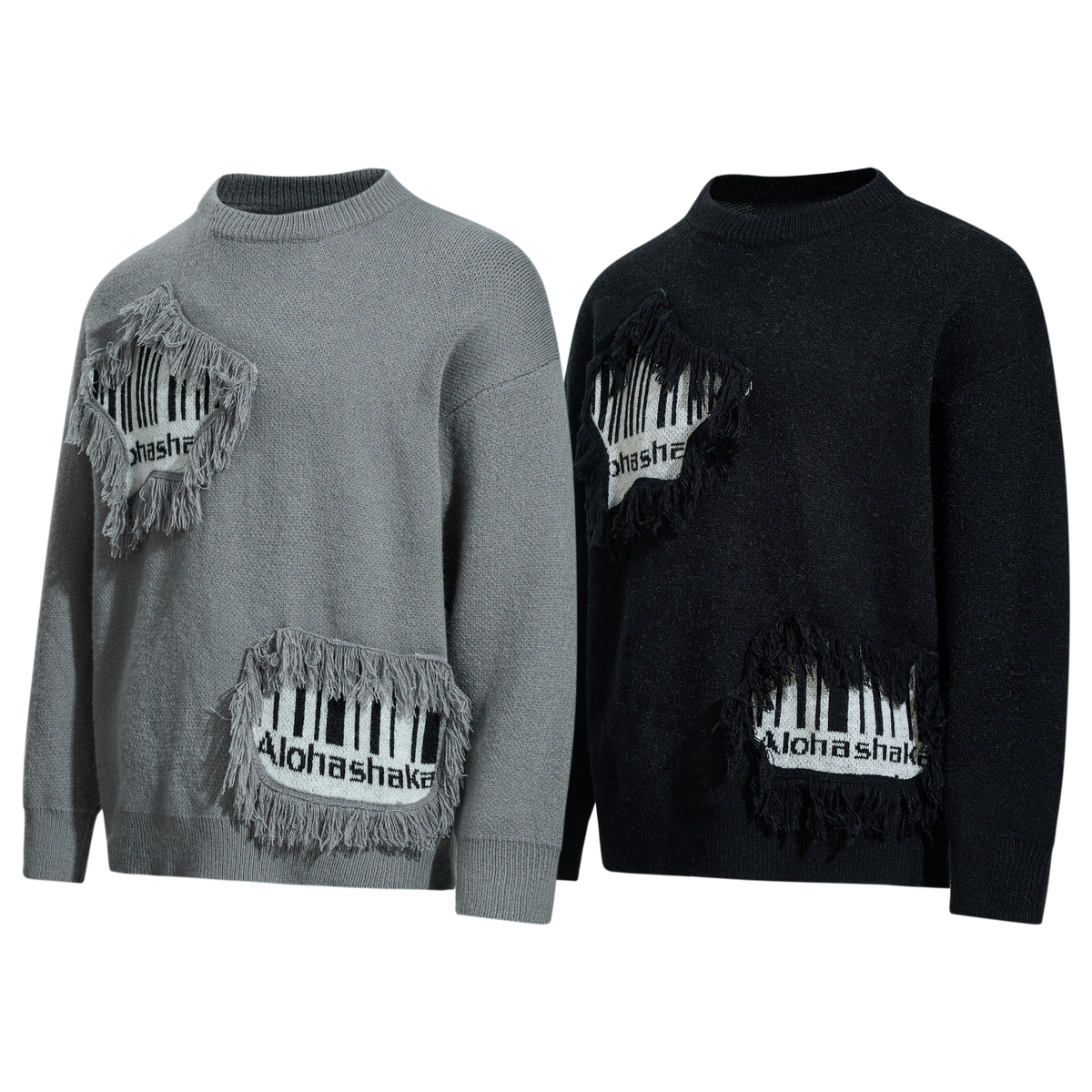 Madxmarx Fringe Patch Knit Sweater