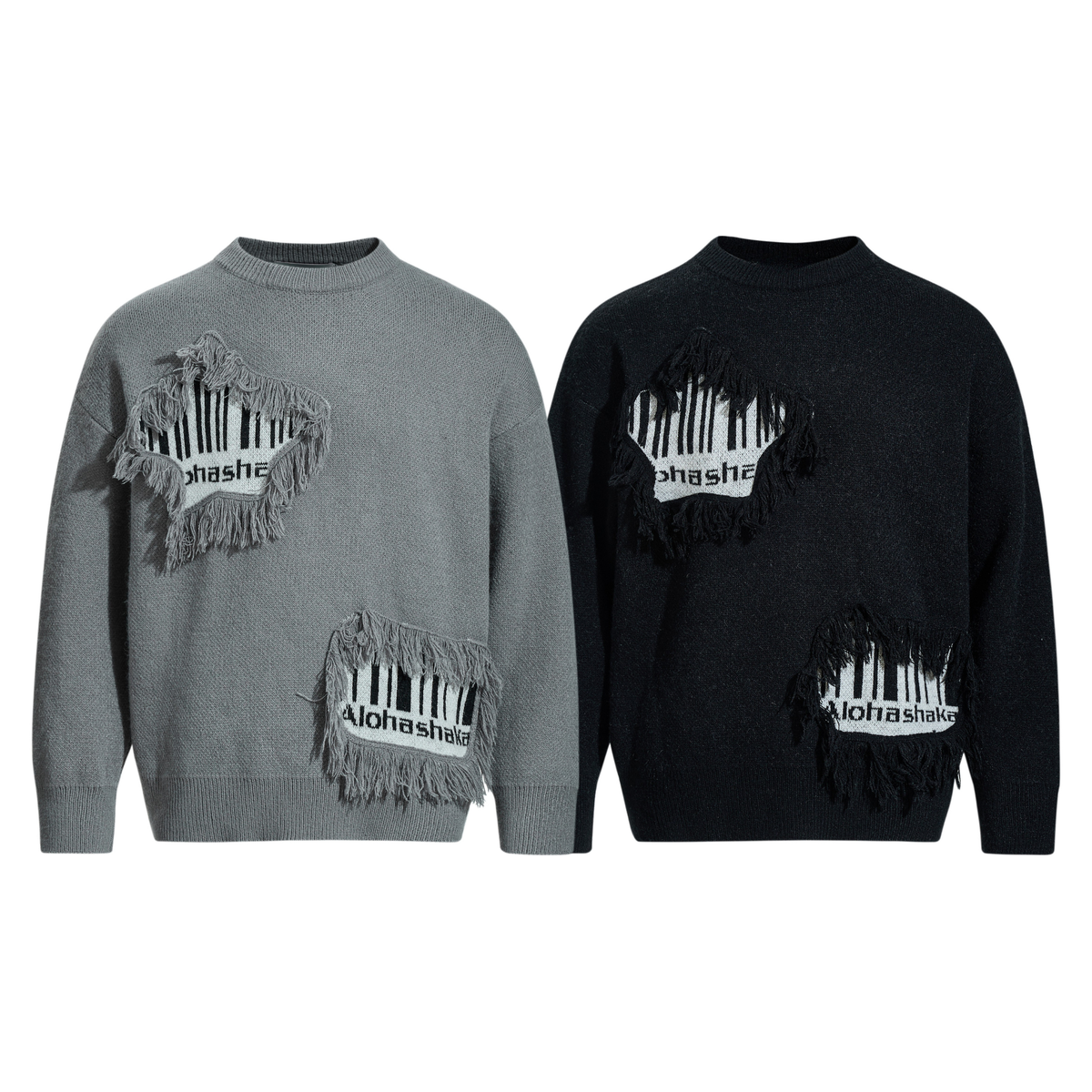 Madxmarx Fringe Patch Knit Sweater