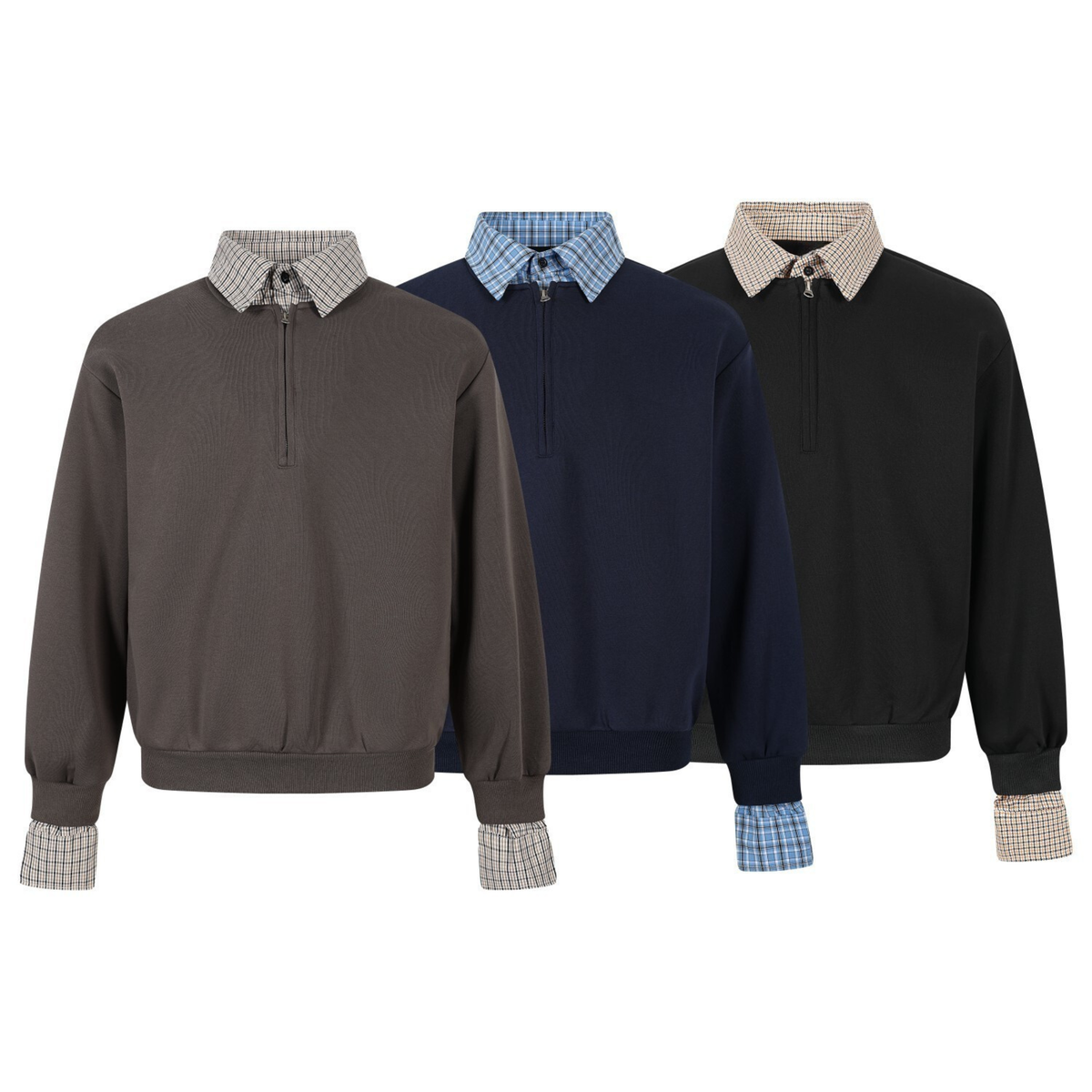 Madxmarx Layered Collar Half-Zip Pullover