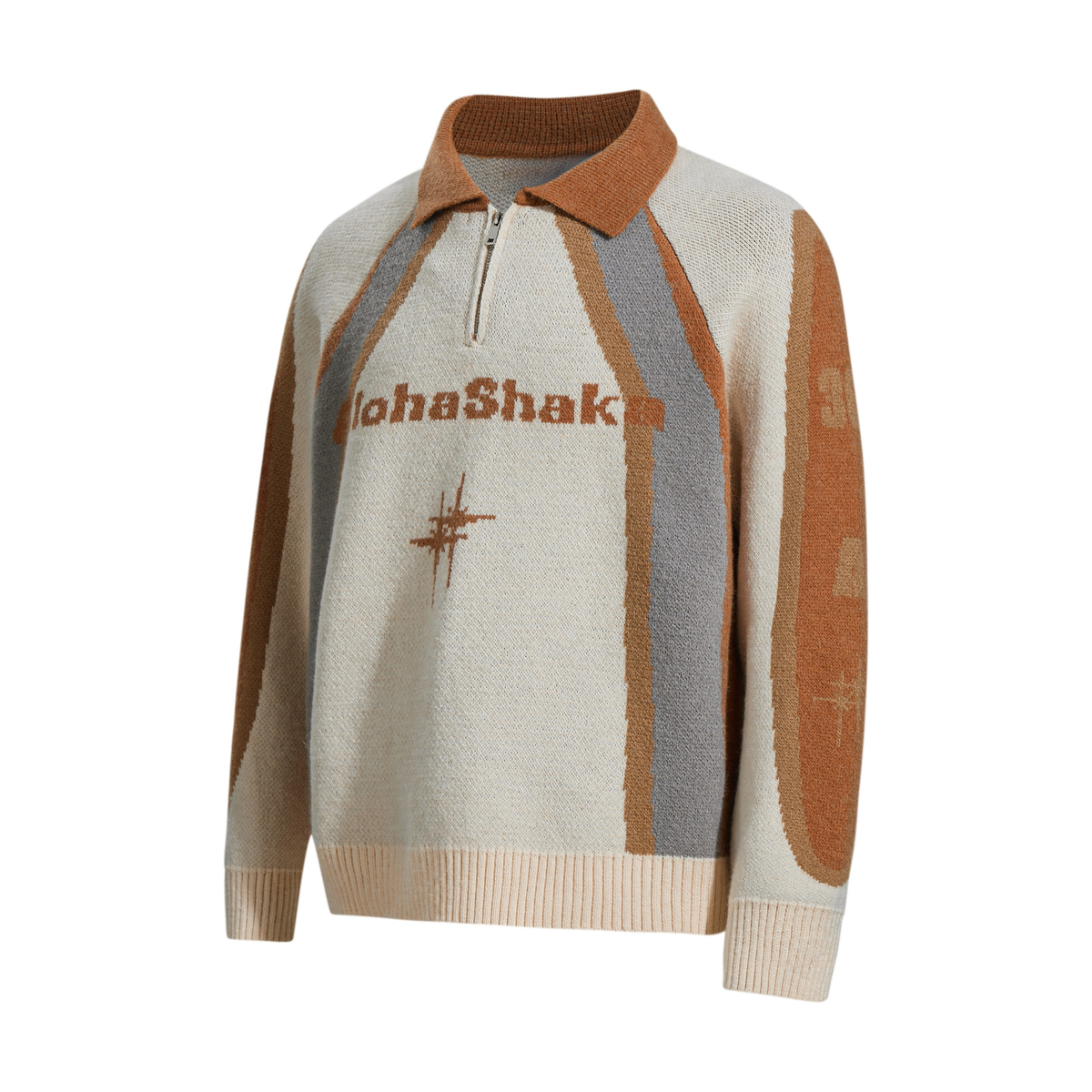 Madxmarx Retro Colorblock Zip-Collar Sweater