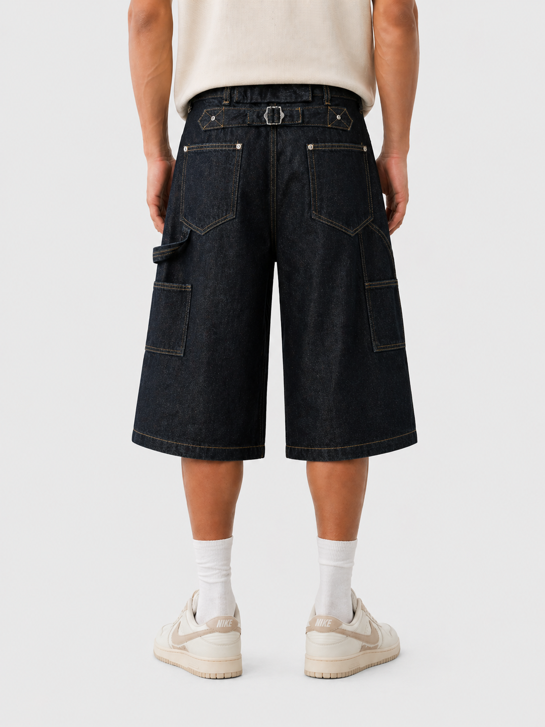 Cinch Back Buttons Up Cargo Jorts