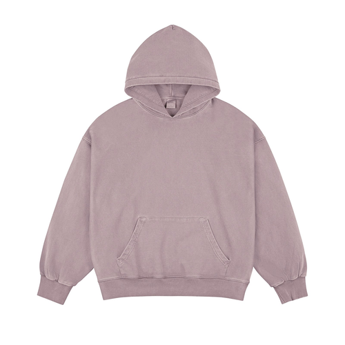 Drop Shoulder Silhouette Pullover Hoodie - roze / S