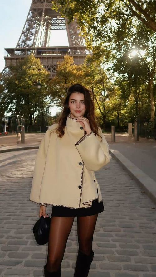 Wolljacke mit hohem Kragen und langen Ärmeln - S / Gelb