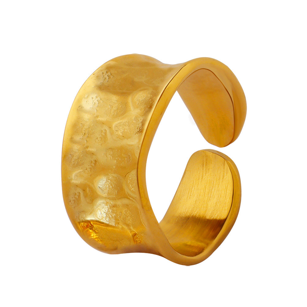 Gold-Plated Open Design Ring, Hammered Texture Fashion Statement, Women's Modern Jewelry, Chic Stackable Band, Trendy Minimalist Accessory, Popular Choice for Gifting, Best Seller in Contemporary Rings