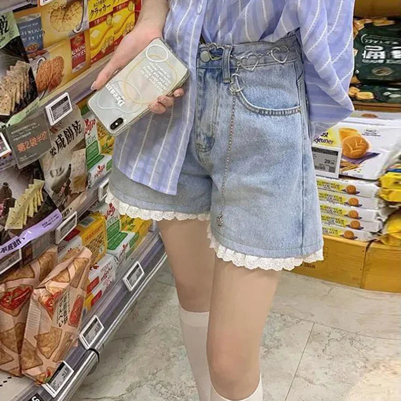 하이라이즈 데님 반바지