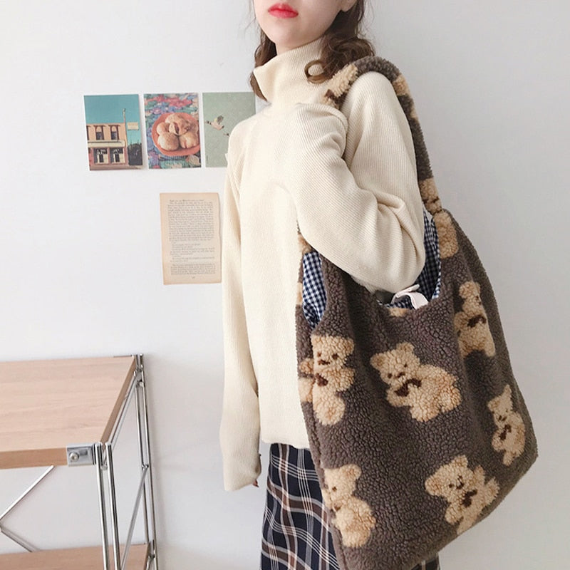 Plush Teddy Bear Tote Bag