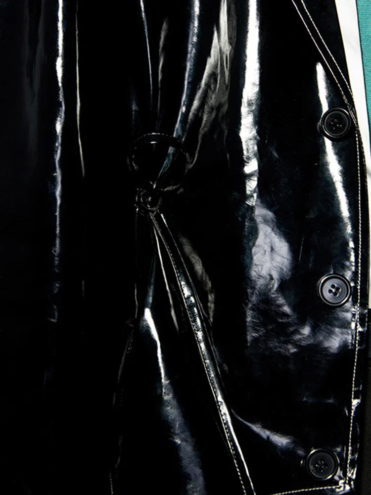 Retro Black Stylish Patent Leather Jacket