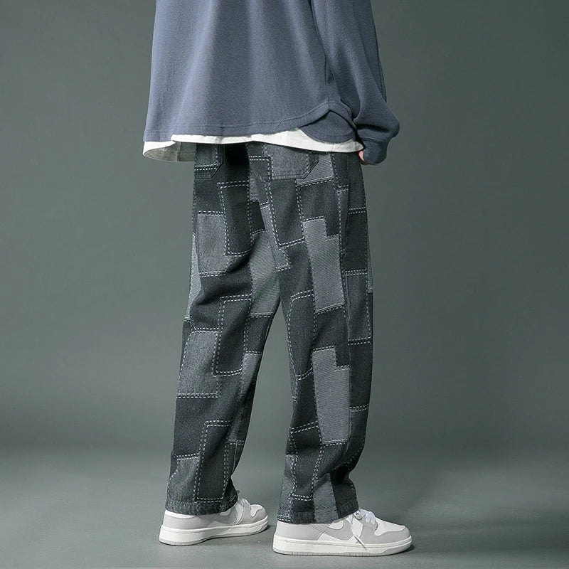 Vintage Geometric Patchwork Hip Hop Jeans