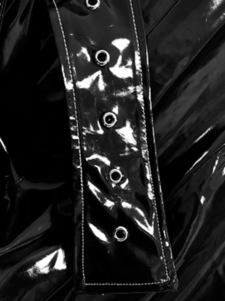 Retro Black Stylish Patent Leather Jacket