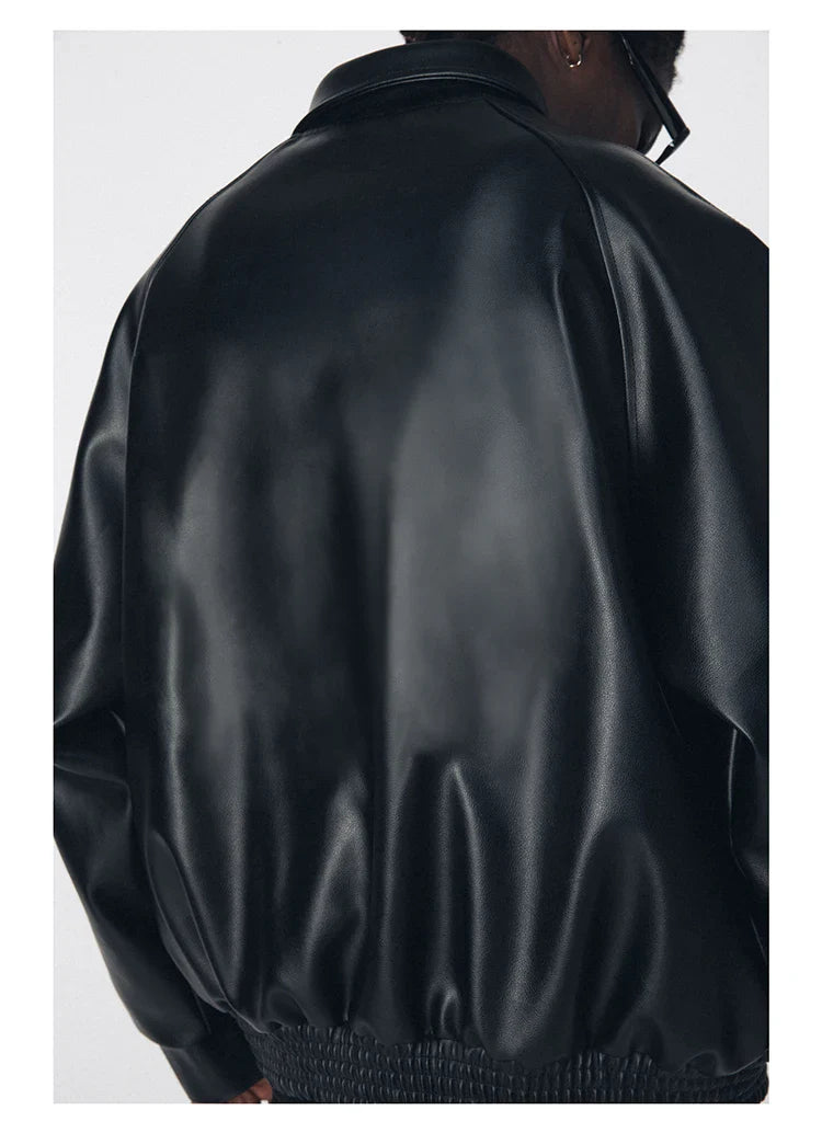 Streetwear Oversized Black Pu Leather Jacket