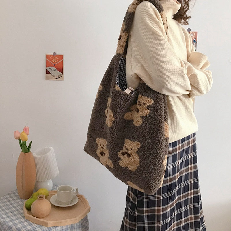 Plush Teddy Bear Tote Bag