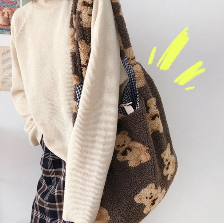 Plush Teddy Bear Tote Bag