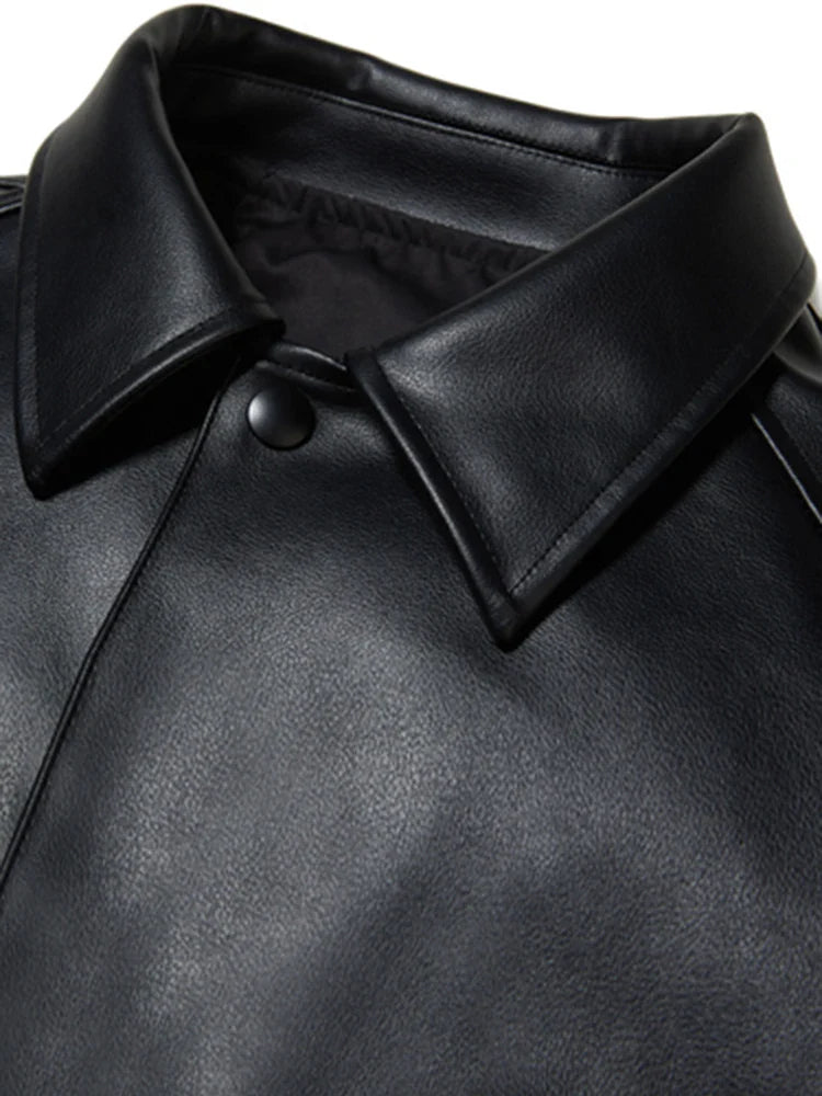 Streetwear Oversized Black Pu Leather Jacket
