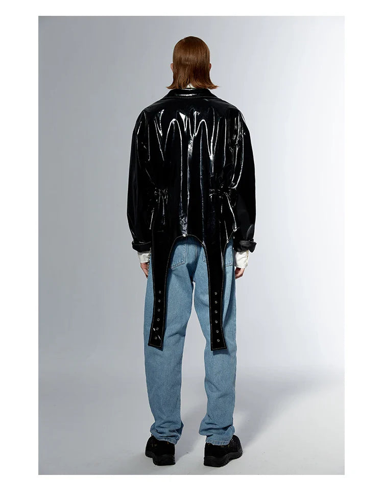 Retro Black Stylish Patent Leather Jacket
