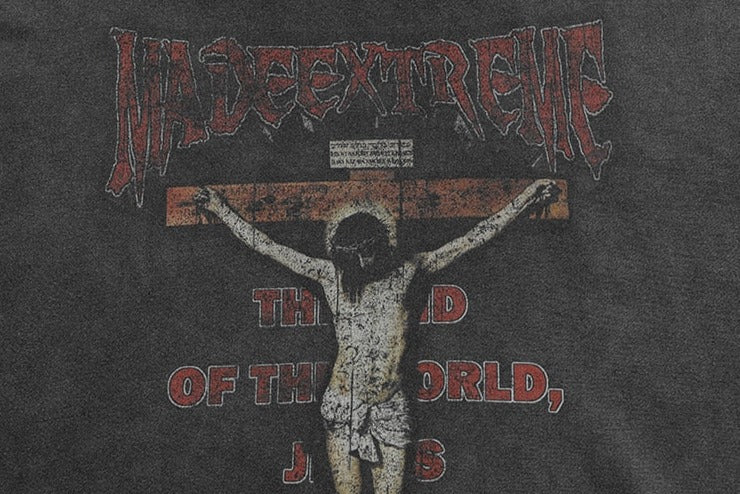 Sweat à capuche délavé Crucifix