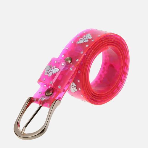 Cinto de jelly com estampa de borboleta em cores candy - Azul-celeste / 100 cm