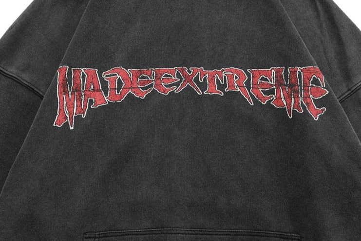 Sweat à capuche délavé Crucifix