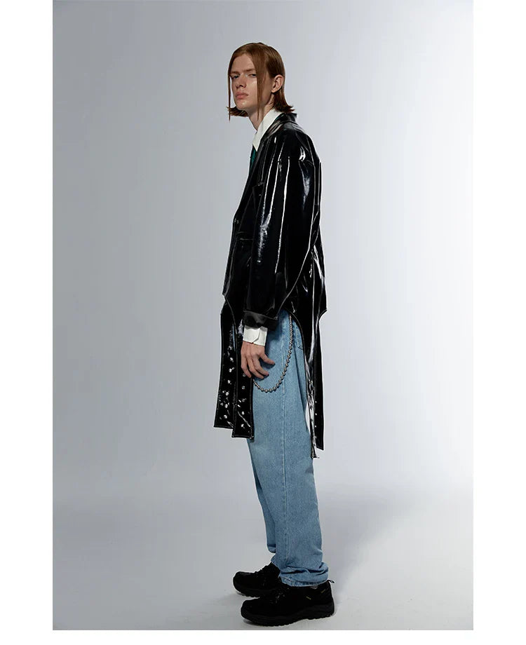 Retro Black Stylish Patent Leather Jacket