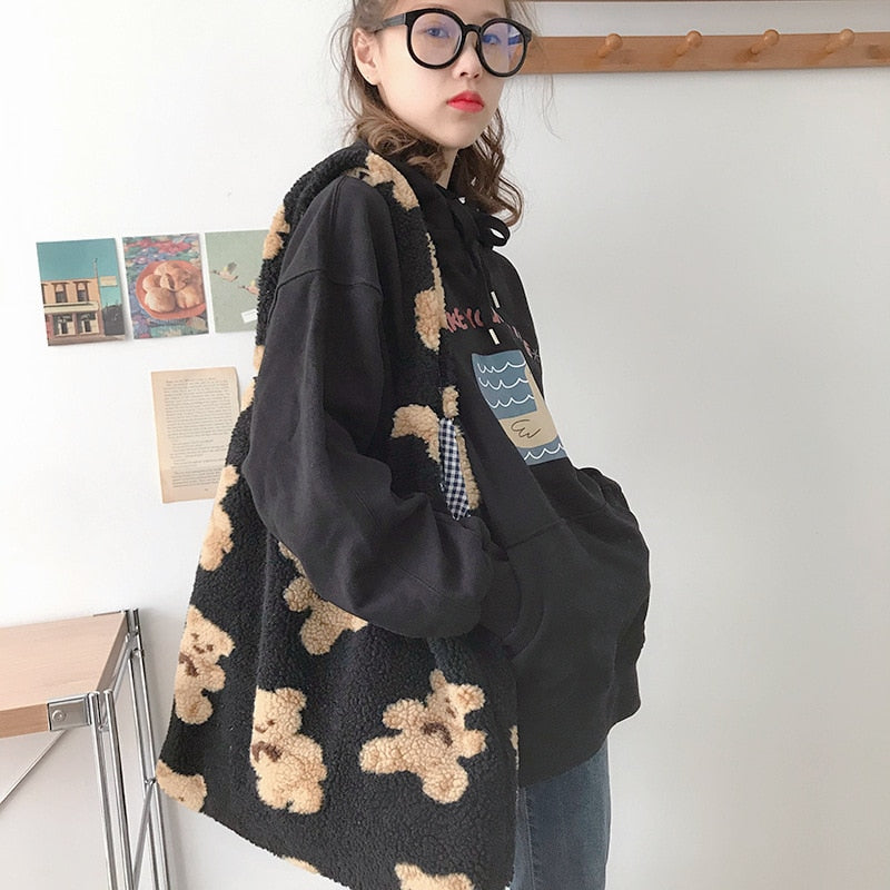 Plush Teddy Bear Tote Bag