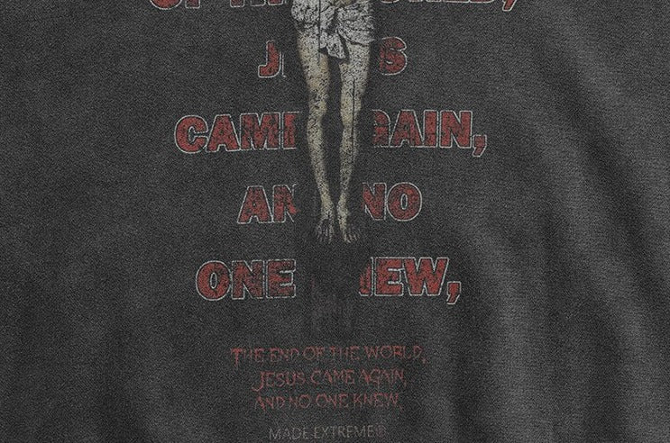 Sweat à capuche délavé Crucifix