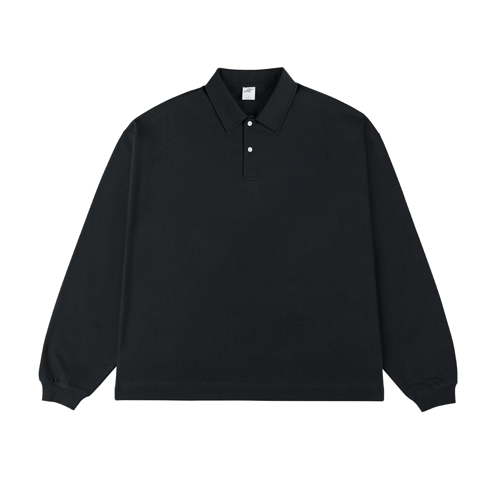 Heavy Weight Drop Shoulder Loose Long Sleeve Polo Shirt