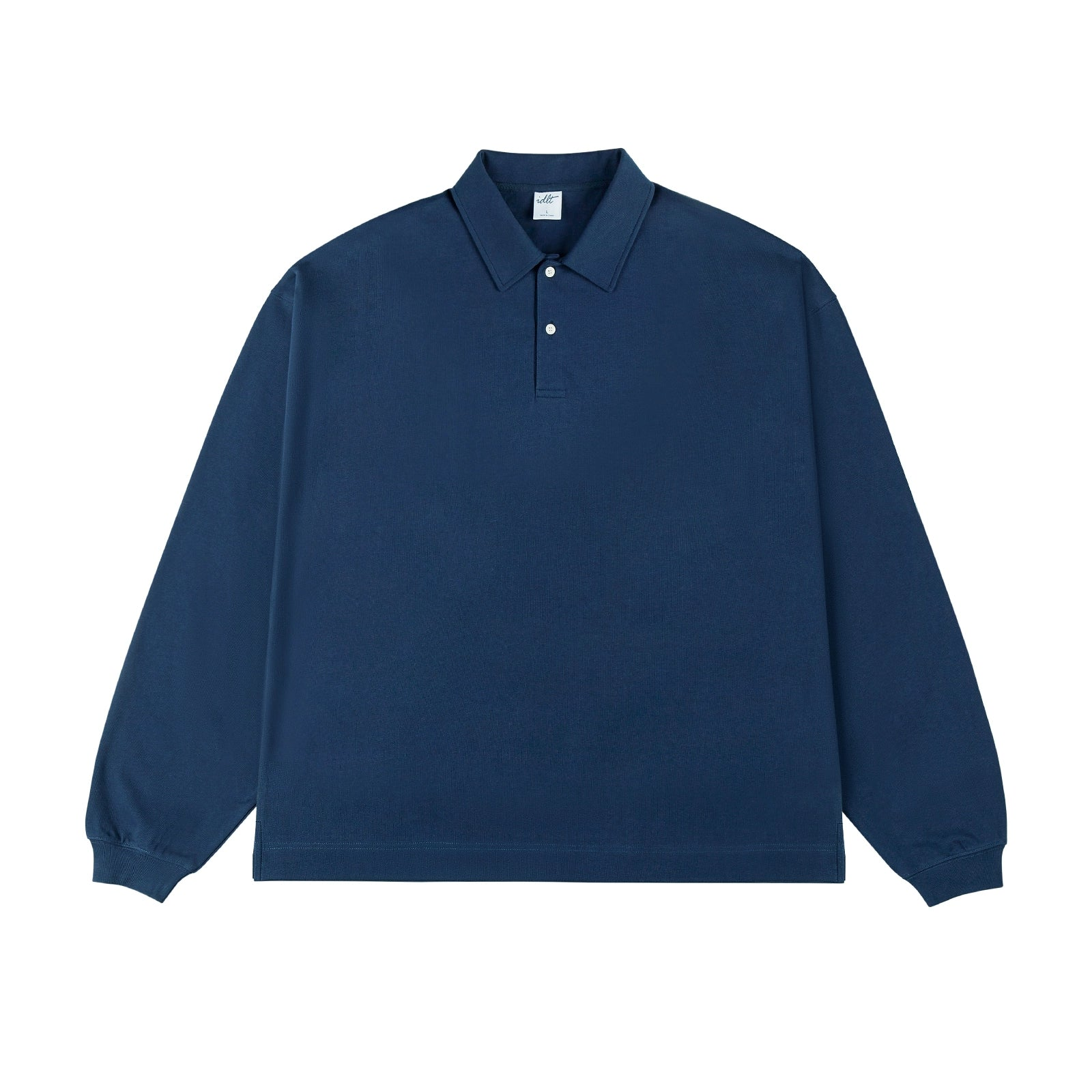 Heavy Weight Drop Shoulder Loose Long Sleeve Polo Shirt