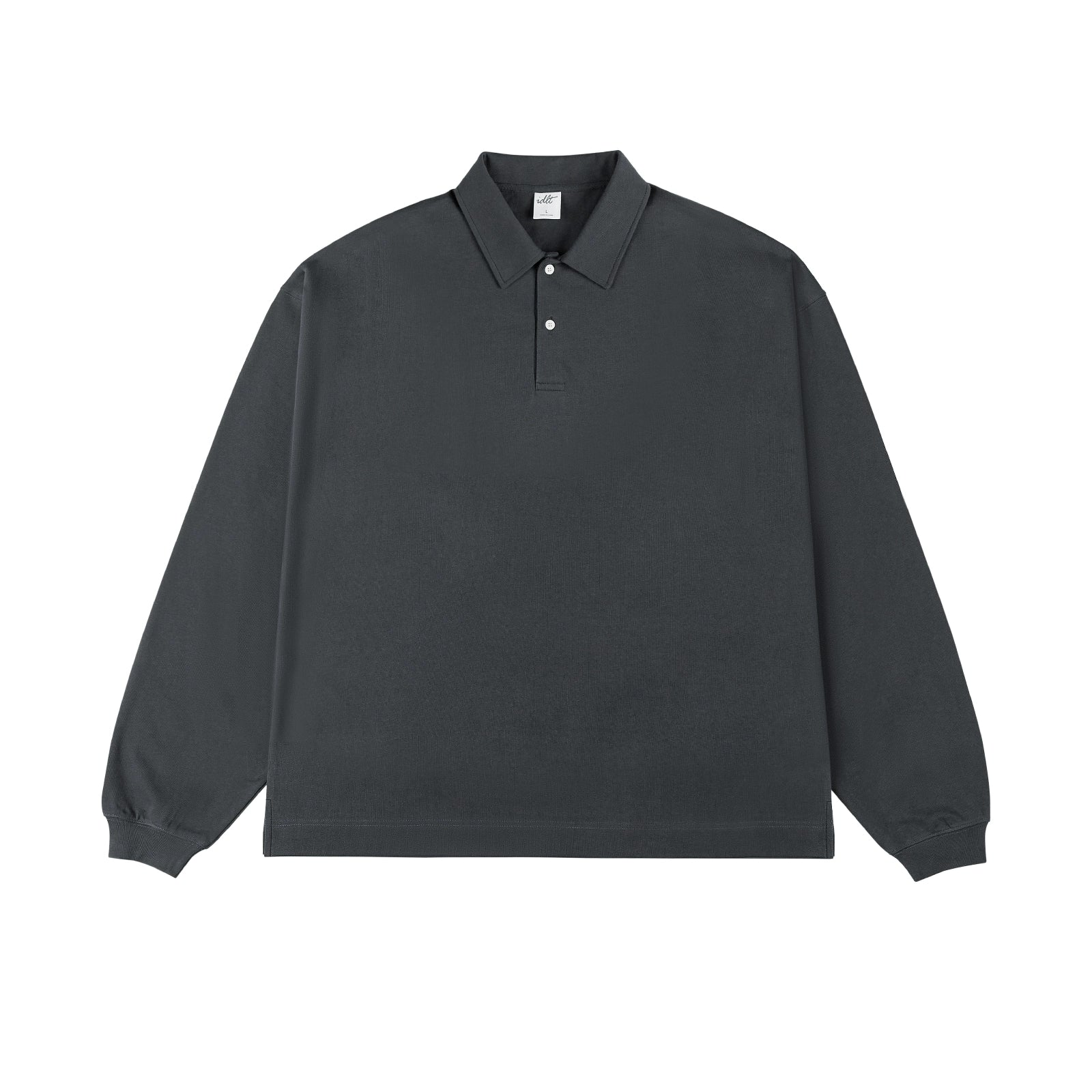Heavy Weight Drop Shoulder Loose Long Sleeve Polo Shirt
